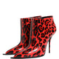 Red Leopard Cardinale Ankle Boots Shoes