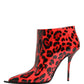 Red Leopard Cardinale Ankle Boots Shoes