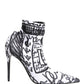 White Graffiti Stretch Ankle Boots Shoes