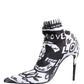 White Graffiti Stretch Ankle Boots Shoes