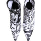 White Graffiti Stretch Ankle Boots Shoes