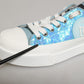 Blue White Sequin Logo Low Top Sneakers Shoes