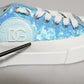 Blue White Sequin Logo Low Top Sneakers Shoes