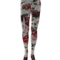 White Nylon Floral Print Tights Stockings Socks