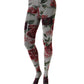 White Nylon Floral Print Tights Stockings Socks