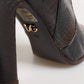 Brown Exotic Leather Knee High Boots Shoes