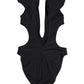 Black Logo Embellished Cutout One Piece Swimwear