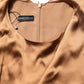 Brown Satin Acetate Wrap Sheath Mini Belted Dress