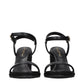 Black Leather Wedge Sandals