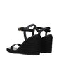 Black Leather Wedge Sandals