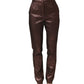 Metallic Brown High Waist Tapered Leg Pants