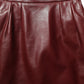 Burgundy Leather High Waist Pencil Midi Skirt