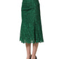 Green Lace High Waist Mermaid Midi Skirt