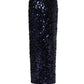 Blue Sequin High Waist PencilCut Midi Skirt