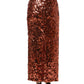 Bronze Sequin HighWaist PencilCut Midi Skirt
