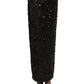 Black Sequin High Waist Pencil Midi Skirt