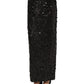 Black Sequin High Waist Pencil Midi Skirt