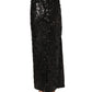 Black Sequin High Waist Pencil Midi Skirt