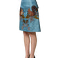 Blue Jacquard Embroidered A-line Skirt