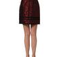 Red Black Floral Lace Jacquard Mini Skirt