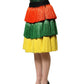 Multicolor Fringe Sequin High Waist Knee Length Skirt