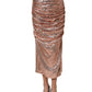 Rose Gold Sequin High Waist Ruched Maxi Skirt