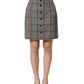 Gray Checkered High Waist A-line Mini Skirt