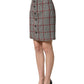Gray Checkered High Waist A-line Mini Skirt