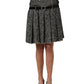 Black White Tweed High Waist Pleated Skirt