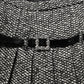 Black White Tweed High Waist Pleated Skirt