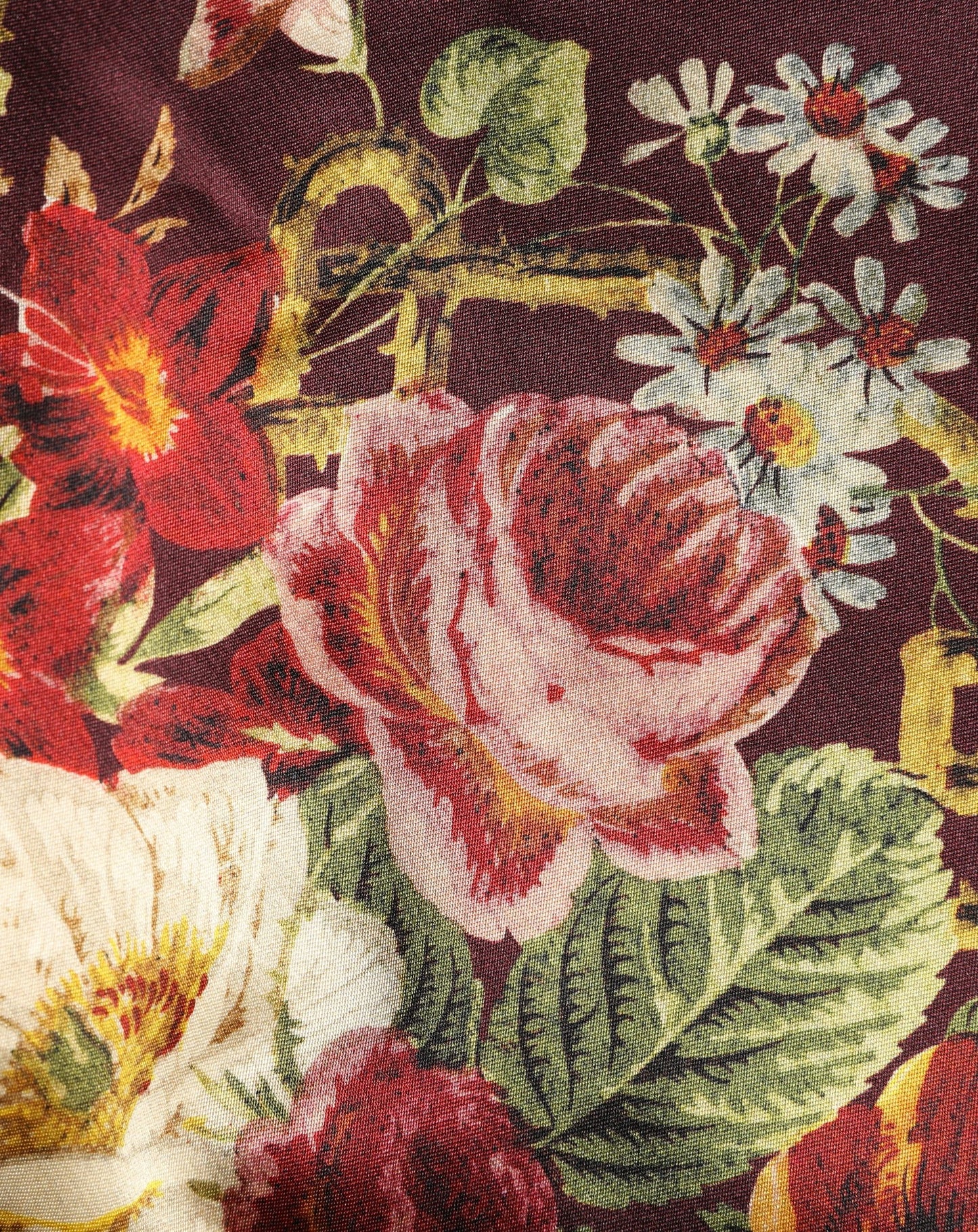 Burgundy Floral HighWaist A-line Mini Skirt