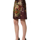 Burgundy Floral HighWaist A-line Mini Skirt