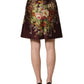 Burgundy Floral HighWaist A-line Mini Skirt