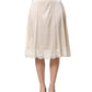 Off White Lace Trimmed Satin High Waist Skirt