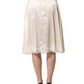 Off White Lace Trimmed Satin High Waist Skirt