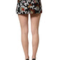 Black Floral Jacquard Mid Waist Mini Skirt