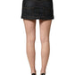 Black Cotton Spandex Low Waist Denim Mini Skirt