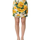 White Rose Print HighWaist Sheath Mini Skirt