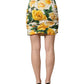 White Rose Print HighWaist Sheath Mini Skirt