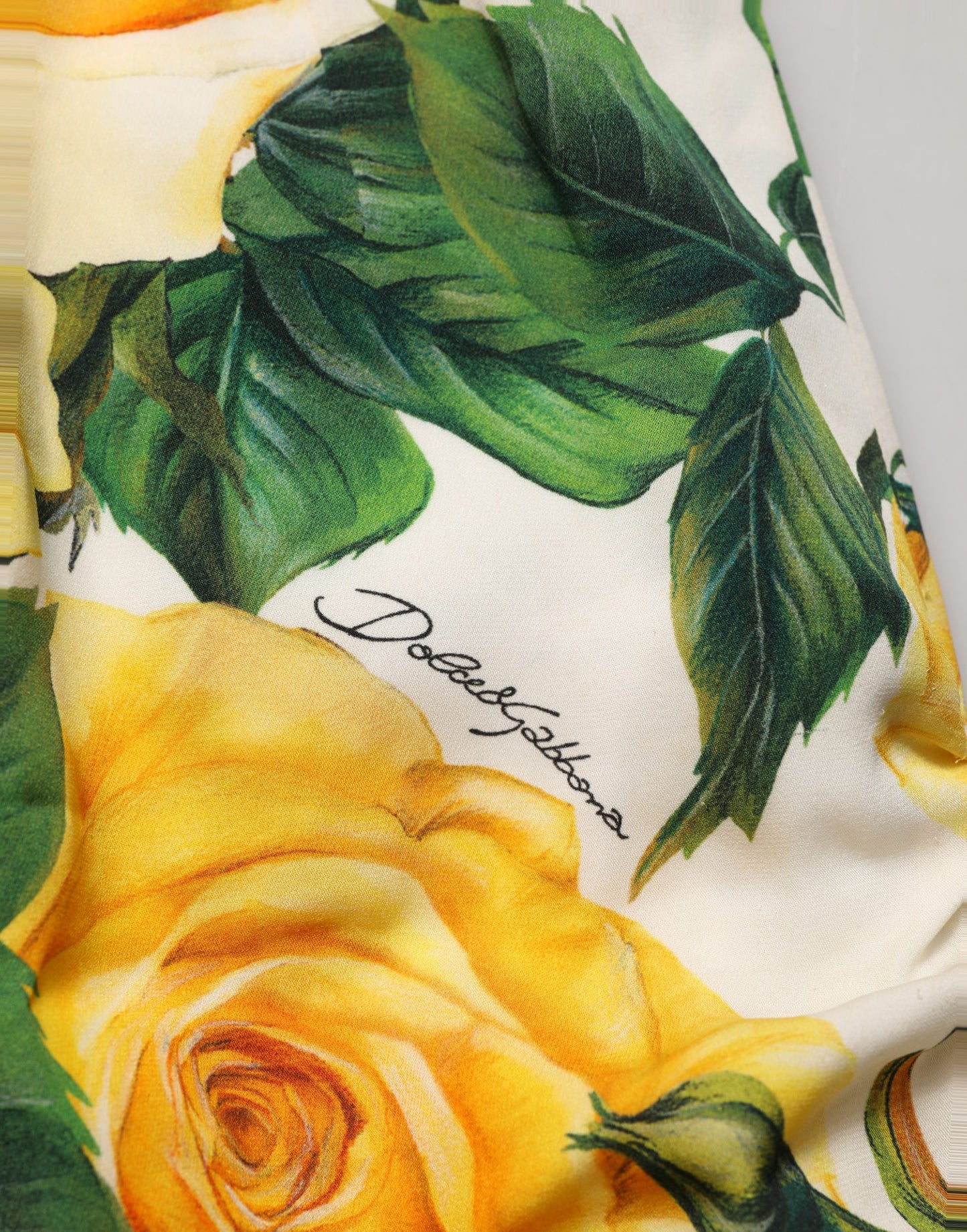 White Rose Print HighWaist Sheath Mini Skirt