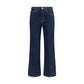Blue Cotton Flared Jeans
