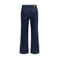 Blue Cotton Flared Jeans