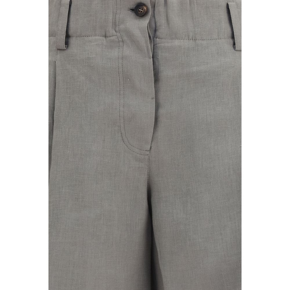 Bicolor Linen Bermuda Shorts