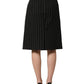Black Pinstriped HighWaist Pencil Cut Skirt