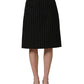 Black Pinstriped HighWaist Pencil Cut Skirt