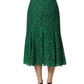 Green Lace High Waist Mermaid Midi Skirt