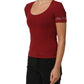 Black Wool Knit Deep V-Neck Long Sleeves Top