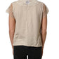 Beige Cotton Lace Detailing Round Neck Top