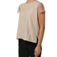 Beige Cotton Lace Detailing Round Neck Top