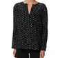 Black SIlk Long Sleeves Deep V-neck Blouse Top